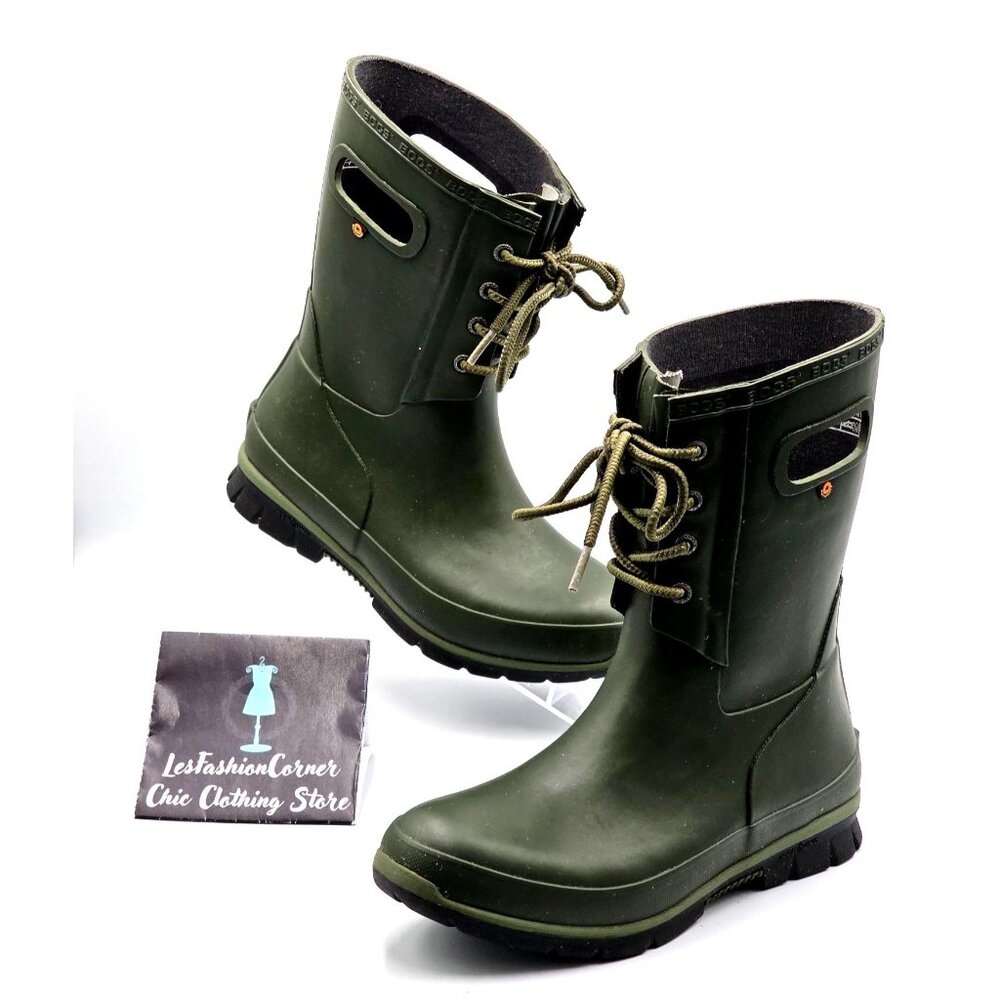 Bogs Women's Olive Green Rubber Amanda Waterproof Outdoor Rain Boots Sz 6 2347 - Picture 6 of 16